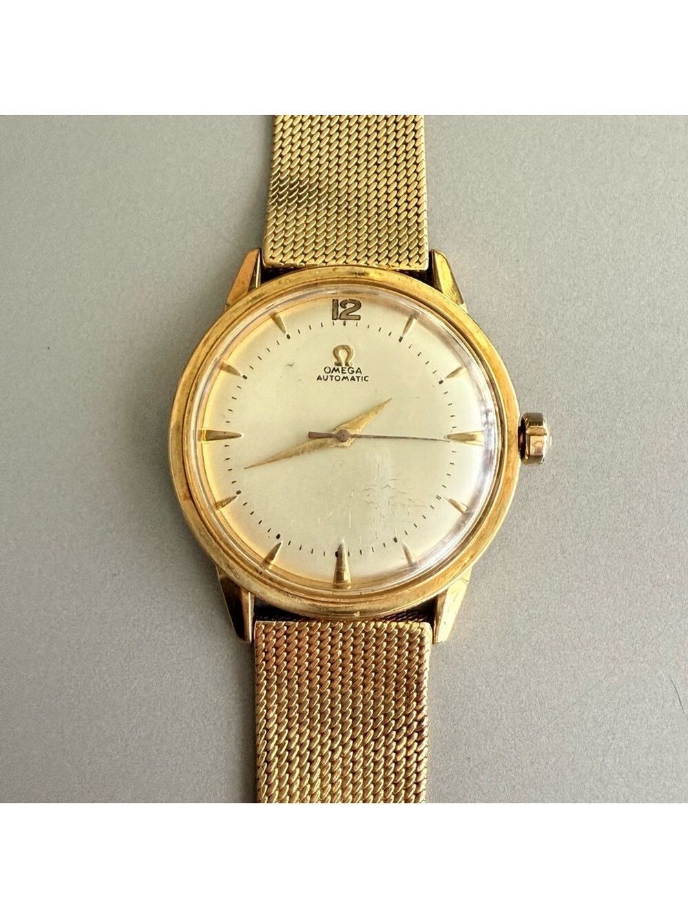 Vintage 18k Gold 750 Omega De Ville Trésor Automatic Watch 19k Gold Mesh…